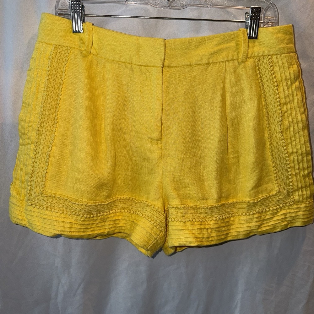 J.CREW Women's City Fit Chino Shorts, Size 6, Yellow, Flat‎ Front, Pockets
